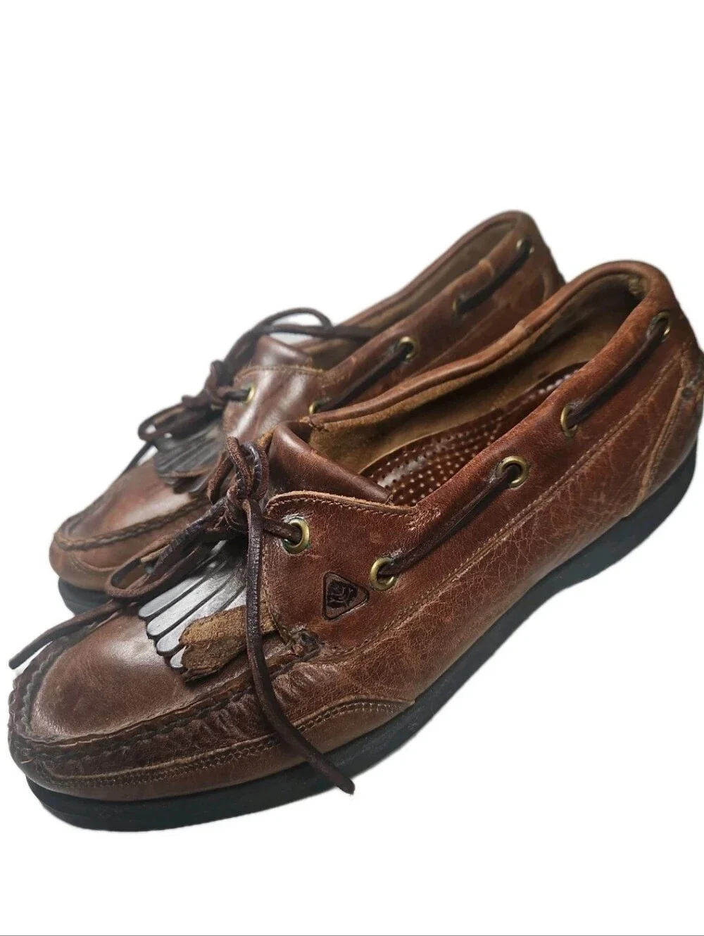 Sperry Top Sider Kiltie Tassel Unisex M7D/W8.5B Brn Leather Loafer 90s[7D